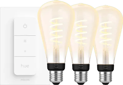 Philips Hue Filament White Ambiance Edison XL 3er-Pack + Dimmer