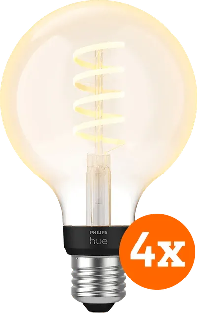 Philips Hue Filamentlampe White Ambiance Globe E27 4er-Pack