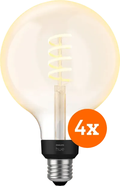Philips Hue Filamentlampe White Ambiance Globe XL 4er-Pack
