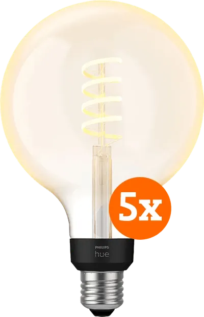 Philips Hue Filamentlampe White Ambiance Globe XL 5er-Pack