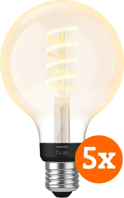 Philips Hue Filamentlampe White Ambiance Globe E27 5er-Pack