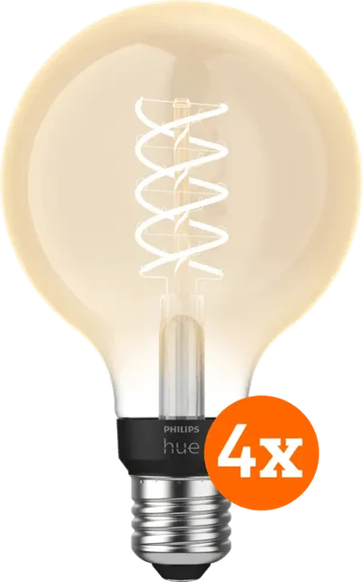 Philips Hue Filamentlampe White Globe E27 4er-Pack