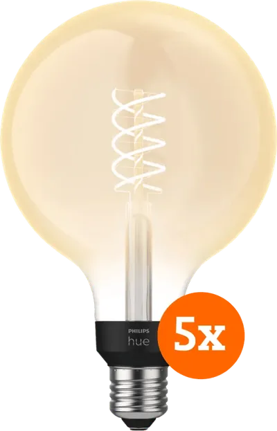 Philips Hue Filamentlampe White Globe XL E27 - 2023 - Fünferpack