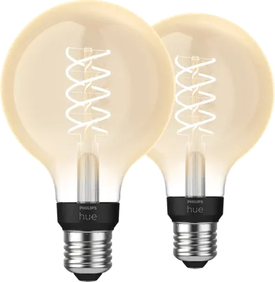 Philips Hue Filamentlampen White Globe E27 Doppelpack