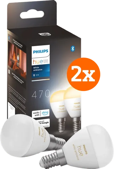 Philips Hue Luster Kugellampe White Ambiance E14 4er-Pack