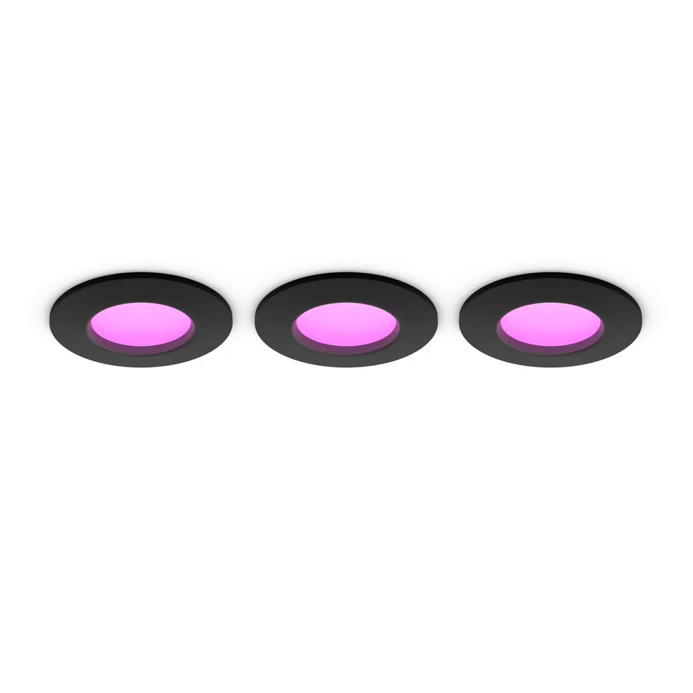 Philips Hue White & Colour Ambiance Deckenleuchte S - 1000lm, rund, 90mm - 3er-Set - Schwarz