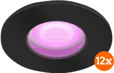 Philips Hue Xamento Badezimmer-Einbaustrahler White & Color - Schwarz - Rund 12er-Pack