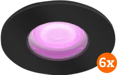 Philips Hue Xamento Badezimmer-Einbaustrahler White & Color - Schwarz - Rund 6er-Pack