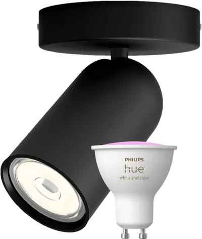 Philips Pongee Aufbauspot - 1 Spot - Schwarz + Philips Hue White & Color GU10
