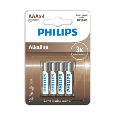 Batterie Philips LR03A4B/10 AAA Alkaline 1,5V 4 Stück blisterverpackt
