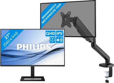Philips 27E1N1600AE/00 + BlueBuilt Monitorhalterung Gasfeder für 1 Monitor