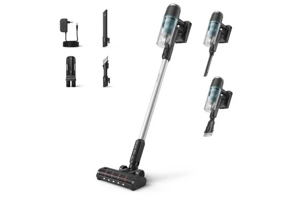 Philips Akku-Hand-und Stielstaubsauger XC3031/01 3000 Series “Staubentdecker”, 50,4 W, beutellos, mit bis zu 60 Minuten Laufzeit und zwei Zubehörteilen