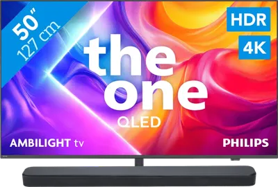 Philips Ambilight 50 Zoll PUS9000 QLED 4K (2025) + JBL Bar 300 M2 Schwarz