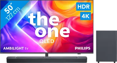 Philips Ambilight 50 Zoll PUS9000 QLED 4K (2025) + JBL Bar 2.1 Deep Bass M2 Schwarz