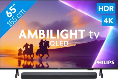 Philips Ambilight 65 Zoll PUS8500 QLED 4K (2025) + JBL Bar 300 M2 Schwarz