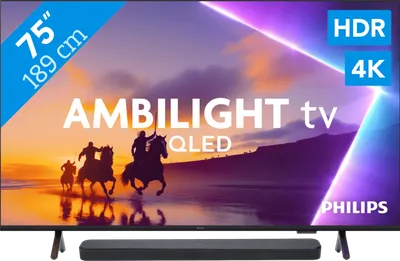 Philips Ambilight 75 Zoll PUS8500 QLED 4K (2025) + JBL Bar 300 M2 Schwarz