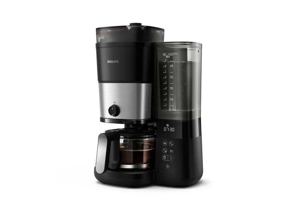 Philips Kaffeemaschine mit Mahlwerk HD7900/90 All-in-1 Brew mit abnehmbarem Duo-Kaffeebohnenbehälter, Permanentfilter 1x4, mit Intensitätseinstellung, Glaskanne, Timer, Permanentfilter inkl.