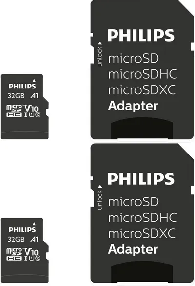 Philips Micro SDHC Karte 32GB Speicherkarte UHS-I U1 Class 10 2er Pack Speicherkarte