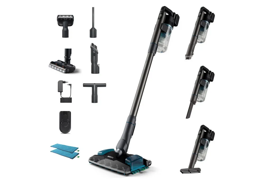 Philips Nass-Trocken-Sauger XC8055/01 Aqua Plus 8000 Series „Alleskönner“, 56,7 W, beutellos, mit bis zu 80 Minuten Laufzeit und adaptiver Saug- und Wischdüse