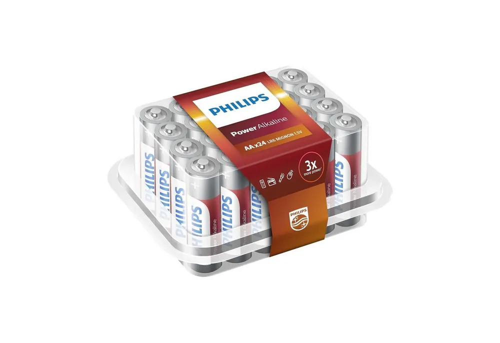 Philips Power Alkaline - AA LR6 Mignon 1.5V Batterie, (24 St), 24er Pack