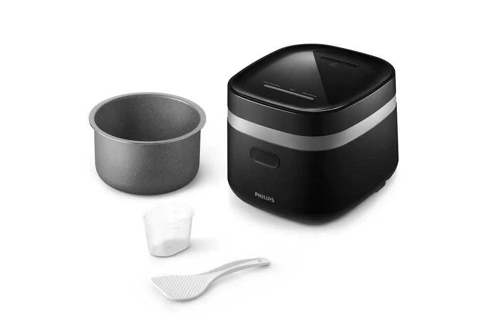 Philips Reiskocher Mini 3000 Series, für 1-3 Personen, mit 8 voreingestellten Programmen, 400 W, 0,54 l ungekochter Reis, Fast Cook-Modus u. Antihaft-Beschichtung