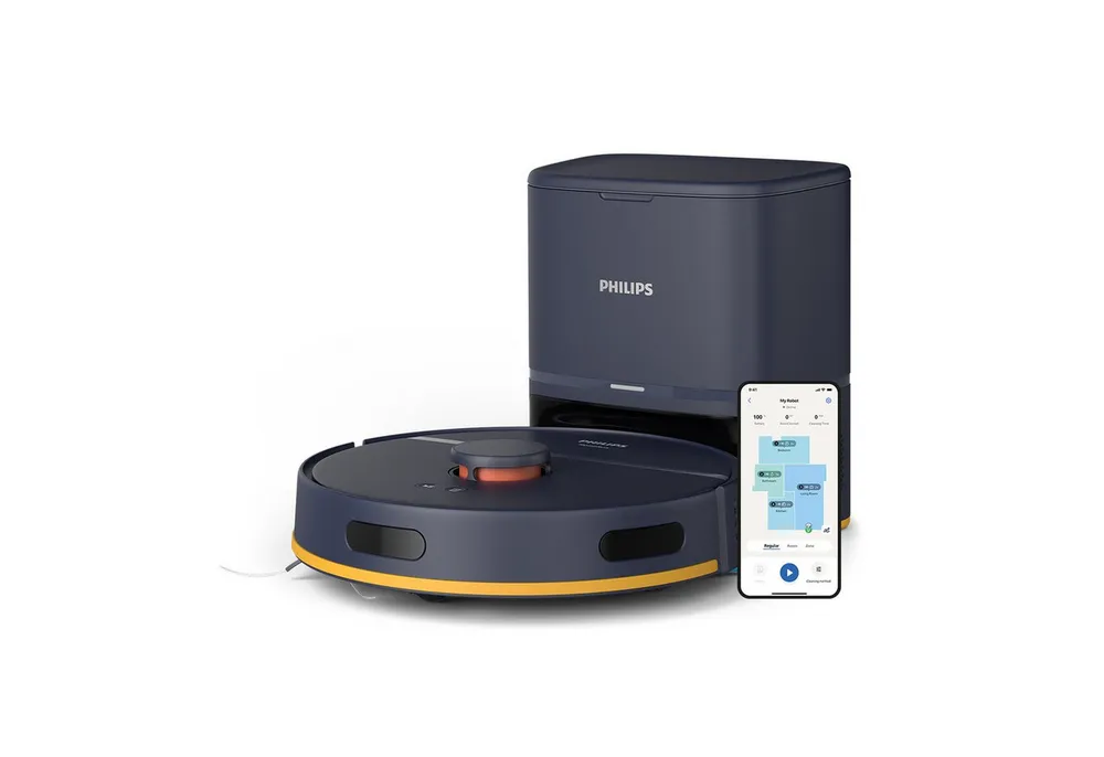 Philips Saugroboter mit Wischfunktion XU2100/15, mit 6.000pa Saugkraft, 33,12 W, mit Beutel, LDS-Radarnavigationssystem, HomeRun App, inkl. Entleerungsstation