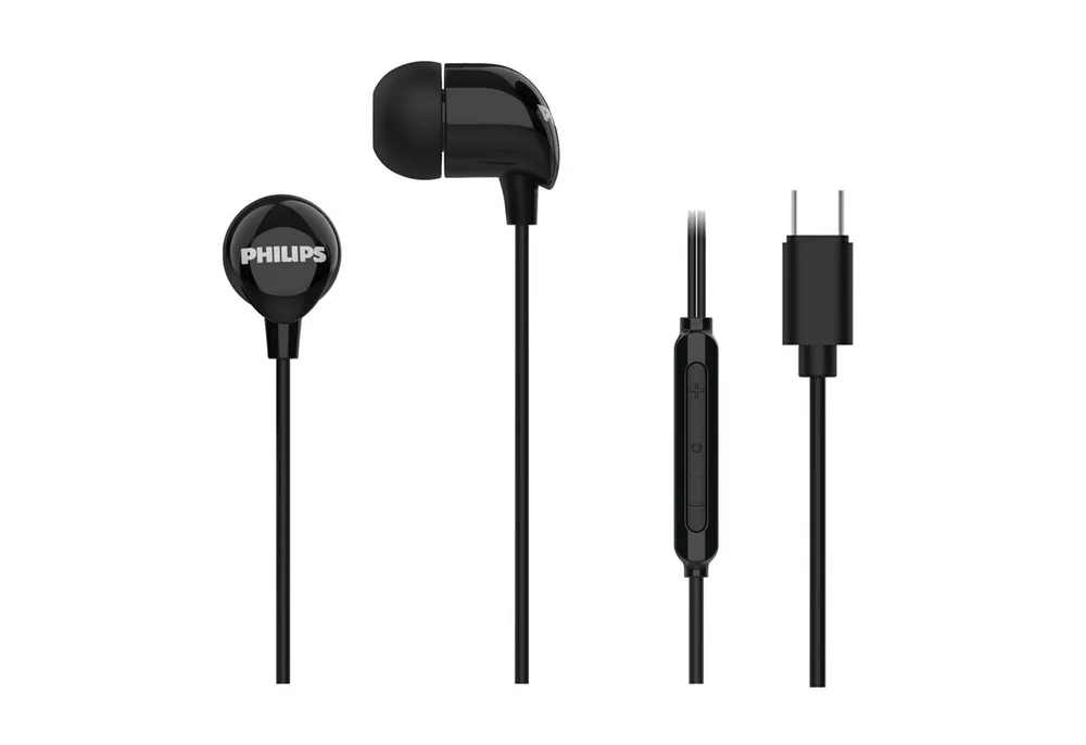 Philips TAE2146BK In-Ear-Kopfhörer (Clear Sound, Dynamische Bässe, Integriertes Mikrofon, USB-C, Schwarz)