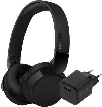 Philips TAH4209 Schwarz + BlueBuilt Quick-Charge-Ladegerät mit USB-A-Port 18 W Schwarz