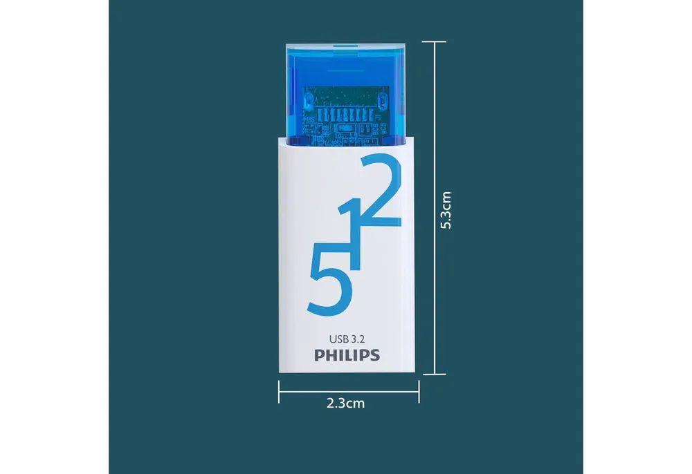 Philips USB Stick 512GB Speicherstick Click Series weiß blau Typ C USB 3.2 USB-Stick