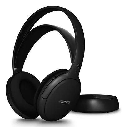 Philips SHC5200M2/12 kabellose RF Kopfhörer mit Mikrofon und Geräuschunterdrückung, schwarz