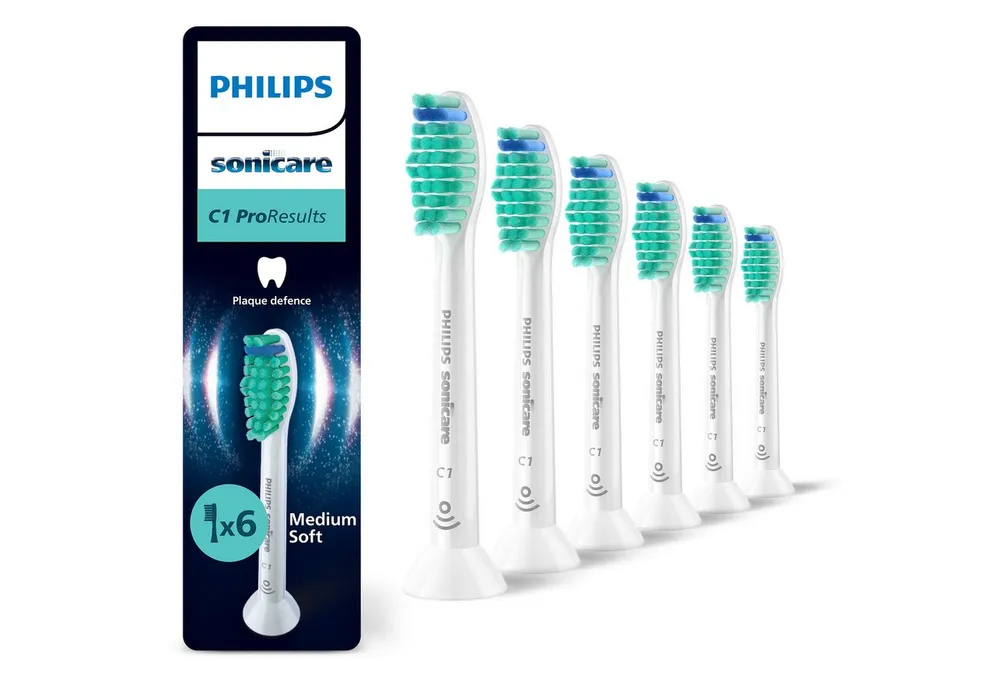 Philips Sonicare Aufsteckbürsten C1 ProResults HX6016/87, aufsteckbar, mit Schalltechnologie, Standardgröße