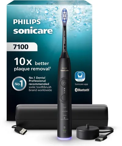 Philips Sonicare Elektrische Zahnbürste Series 7100 HX7421/01, Aufsteckbürsten: 1 St., mit visueller Andruckkontrolle, 7 Putzeinstellungen, inkl. Reiseetui