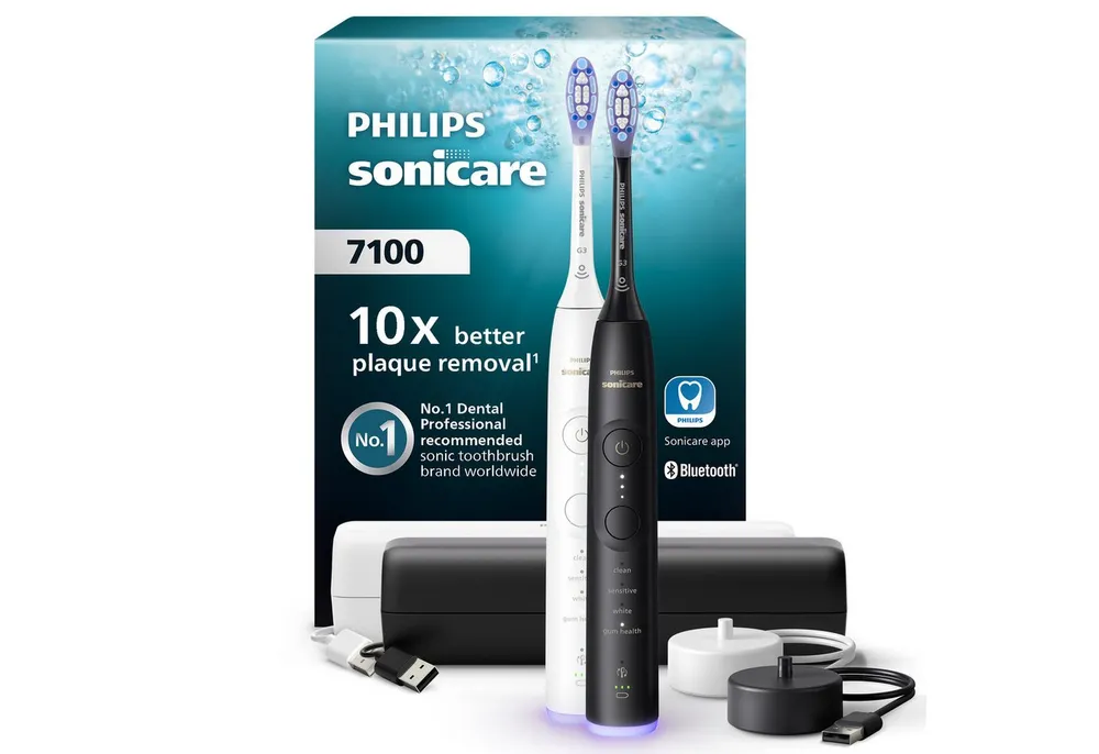 Philips Sonicare Elektrische Zahnbürste Series 7100 HX7429/02, Aufsteckbürsten: 2 St., mit Andruckkontrolle, 7 Putzeinstellungen, inkl. Reiseladeetui