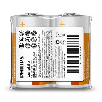 Batterien Philips LongLife R14 2 Stk 1,5 V