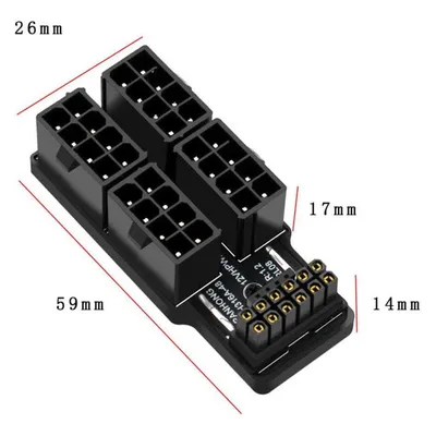 Phobya ZK 12VHPWR Adapter 180 Grad 16Pin to 4x8Pin - White Right, Interne Kabel