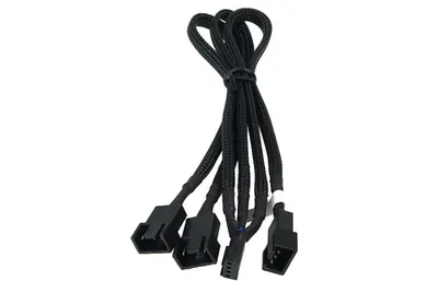 Phobya PWM Y-Kabel ummantelt 1x4 Pin auf 3x4 Pin 30cm Stecker/Buchse Schwarz Mesh