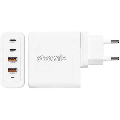 USB-C Ladegerät Phoenix 100GAN2UC2UA-W 100W GaN 2x USB-C 2x USB-A Schnellladung