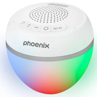 Phoenix AMBISHW Tragbarer Bluetooth-Lautsprecher mit RGB-LED und wasserabweisendem Weiß