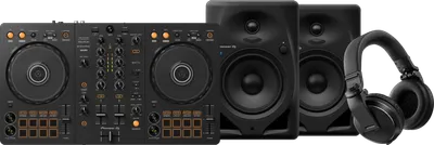 Pioneer DJ DDJ-FLX4 + Pioneer DJ HDJ-X5 Schwarz + Pioneer DJ DM-50D-BT Schwarz
