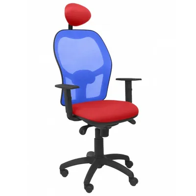 Piqueras y Crespo Jorquera Bali Bürostuhl mit fester Kopfstütze, blau/rotes Netzgewebe