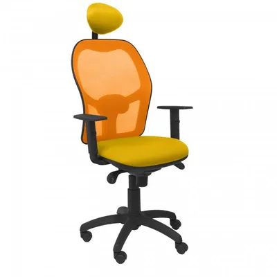 Piqueras y Crespo Jorquera Orange Mesh Chair Bali Sitz mit fester gelber Kopfstütze