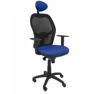 Piqueras y Crespo Jorquera Black Mesh Chair Bali Blue Sitz mit festem Kopfteil
