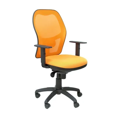 Piqueras y Crespo Jorquera Schwarzer Netzstuhl, orangefarbener Sitz
