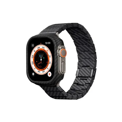 Smartwatch-Armband Pitaka Apple Watch Carbonfaser Twill Schwarz Grau