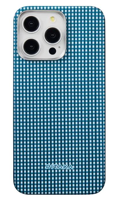Pitaka MagEZ Case 5 aus Aramidfaser mit MagSafe für iPhone 15 Pro, Ice Sea