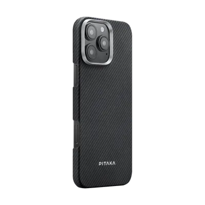 Pitaka ultra dünne Hülle aus Aramidfaser mit MagSafe für iPhone 16 Pro Max, Schwarz/Grau