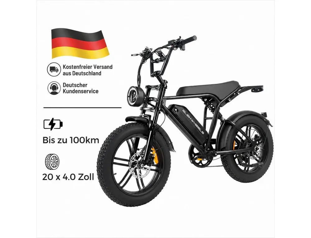 PixelPilot E-Bike Cityrad E6 3.0 Elektrofahrrad 48V 15Ah 7-Gang 20"x4.0 Fatbike mit LCD, Mittelmotor, 720 Wh, (Packung)