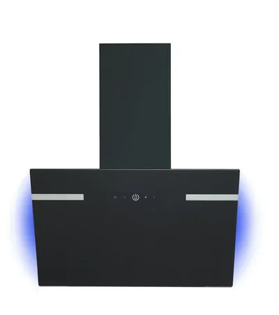 PKM Wandhaube Dunstabzugshaube 60cm Schwarz Glasschirm LED Hintergrundbeleuchtung Dunstabzugshaube 60cm Schwarz Glasschirm LED Hintergrundbeleuchtung, Touch Control Bedienung, schwarze Glasfront, Hintergrundbeleuchtung