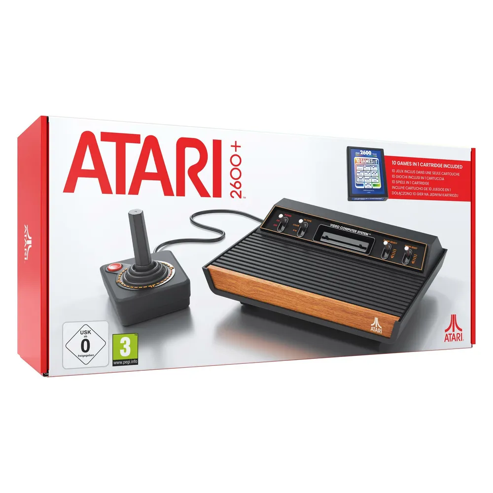 Plaion Atari 2600 Plus Retro Konsole HDMI 10-in-1 Cartridge Schwarz Orange
