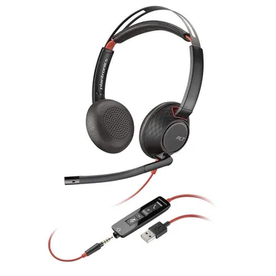 POLY Blackwire 5220 Kopfhörer Kabelgebunden Kopfband Anrufe/Musik USB Typ-A Schwarz, Rot